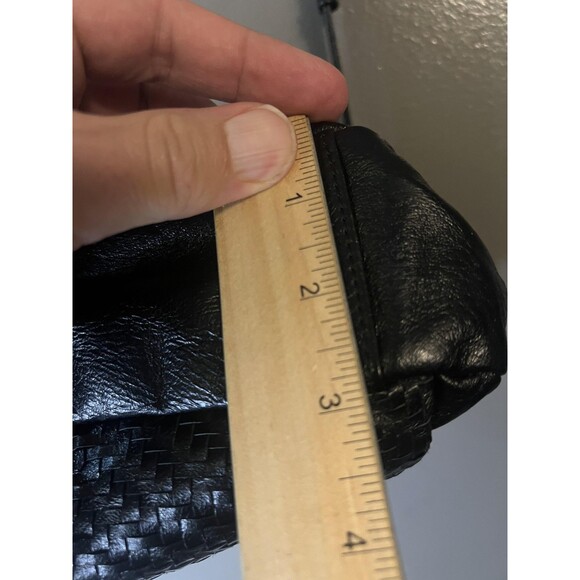 Elliott Lucca Crossbody Bag Womens Black Leather Magdalena Woven Turn Lock - Picture 8 of 13